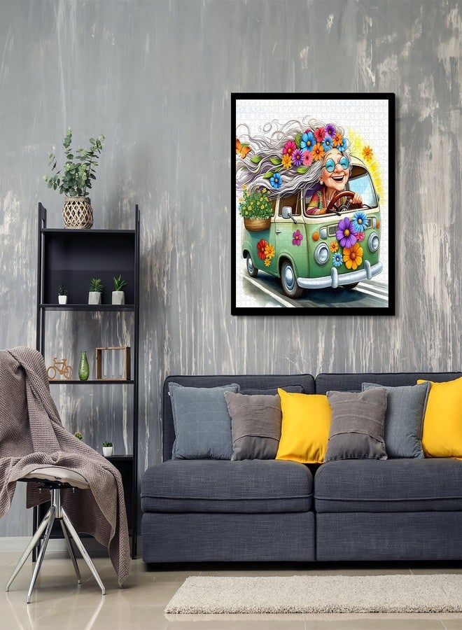PPuzzling Happy Grandma Puzzles for Adults 1000 Pieces, Cute Granny Flower Car Puzzle, Challenging Jigsaw Puzzle as Home Wall Art Decor - Image 3